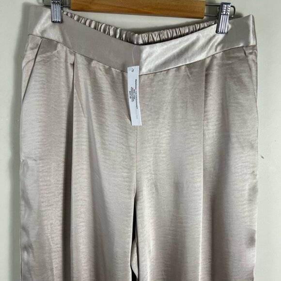 DREW By Anthropologie NWT Eva Wide Leg 90s Party Pants Baggy Satin Champagne L - Picture 5 of 15